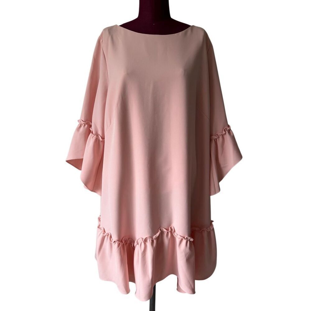 Eliza J Dress Ruffle Trim Hem Shift NEW Blush‎ Pink18W